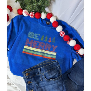Bolle Upcycled‎ Blue Sweatshirt Be Merry Size Large